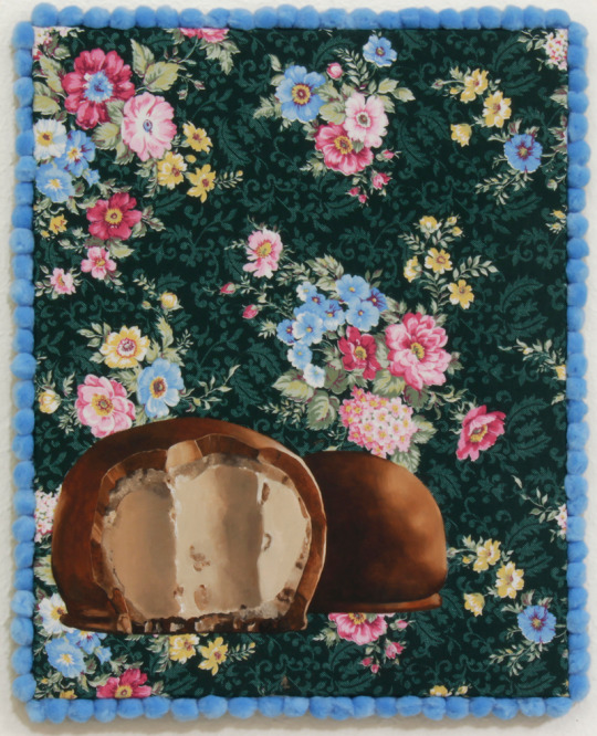 Sonho de valsa, 2017,  oil and pompons on fabric on canvas, 52 x 42 cm