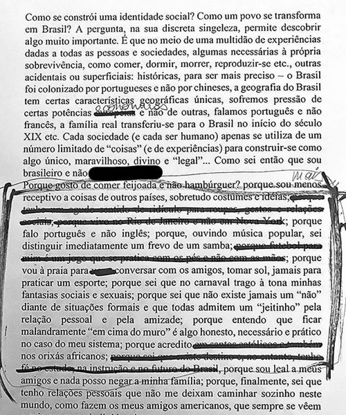 Ativação "O que faz o brasil, Brasil?" por Fiamma Viola, Bologna, Janeiro 2021. Texto Fiamma